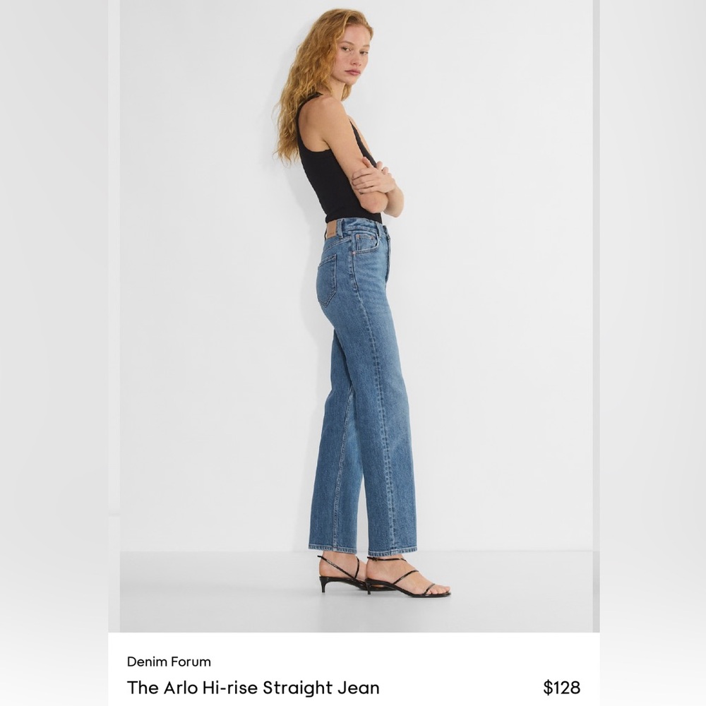 Denim Forum Arlo Hi-Rise Straight Jeans in mid blue size 29